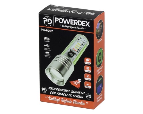 Profesyonel Zoomlu Şarjlı El Feneri Powerdex PD-8007