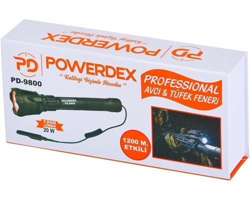 20w 1200 Lümen Şarjlı Profesyonel El ve Tüfek Feneri Powerdex PD-9800 20w 1200 Lümen Şarjlı Profesyonel El ve Tüfek Feneri Powerdex PD-9800