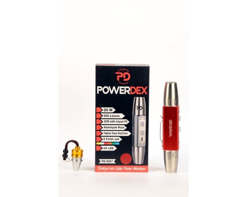 20 Watt 500 Lümen Ultraviyole LED Şarjlı El Feneri Powerdex Pd-9007