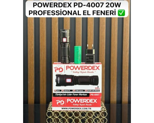 Profesyonel Şarjlı 20w 1200 Lümen El feneri Powerdex PD-4007 Profesyonel Şarjlı 20w 1200 Lümen El feneri Powerdex PD-4007
