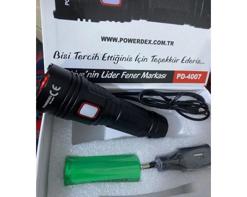 Profesyonel Şarjlı 20w 1200 Lümen El feneri Powerdex PD-4007 Profesyonel Şarjlı 20w 1200 Lümen El feneri Powerdex PD-4007