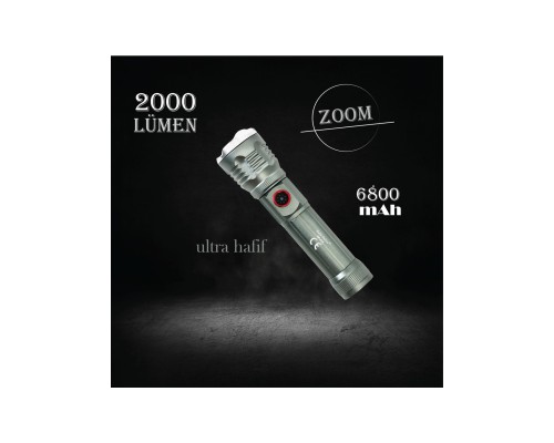 Şarjlı El Feneri Güçlü Tg LED Ultra Hafif Fener 2000 Lümen Gold Police GP-216 Şarjlı El Feneri Güçlü Tg LED Ultra Hafif Fener 2000 Lümen Gold Police GP-216