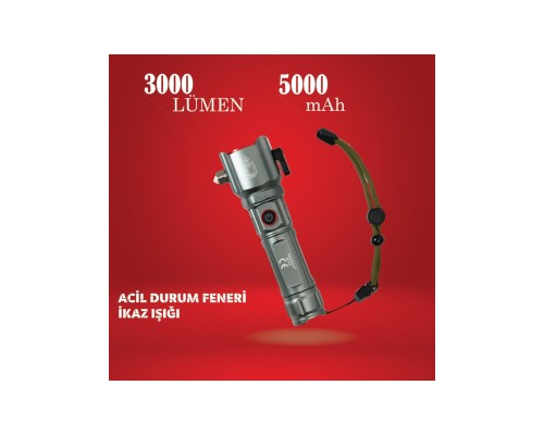 Acil Durum El Feneri Güçlü Tg LED Zoom Uzun Menzilli El Feneri 3000 Lümen Gold Police GP-218 Acil Durum El Feneri Güçlü Tg LED Zoom Uzun Menzilli El Feneri 3000 Lümen Gold Police GP-218