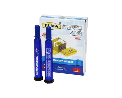 YUMA KOLİ KALEMİ KESİK UÇ 12 Lİ MAVİ 