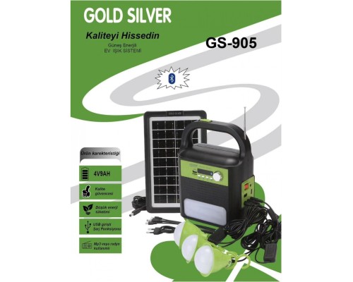 Gold Silver GS-905 Solar Aydınlatma Sistemi Gold Silver GS-905 Solar Aydınlatma Sistemi