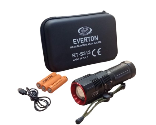 30W Zoomlu Profesyonel Sarjlı Metal El Feneri - Güçlü Aydınlatma ve Dayanıklılık EVERTON RT-S313 30W Zoomlu Profesyonel Sarjlı Metal El Feneri - Güçlü Aydınlatma ve Dayanıklılık EVERTON RT-S313