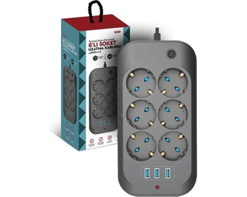 BLIC TERMAL AKIM KORUMALI ÇOKLU PRIZ 6LI SOCET 2USB 1TYPE C BLIC TERMAL AKIM KORUMALI ÇOKLU PRIZ 6LI SOCET 2USB 1TYPE C