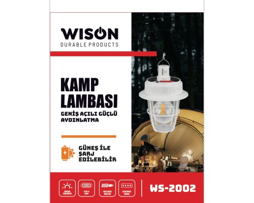  Güneş ile Şarj Edilebilir Kamp Lambası