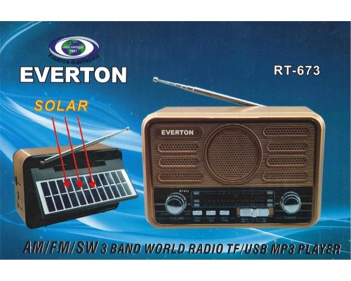 Everton Rt-673 Bluetooth Fm-Usb-Tf-Aux Şarjlı Solar Nostaljik Radyo