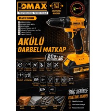 DMAX 3000 20V 1.5 AH AKÜLÜ DARBELİ MATKAP