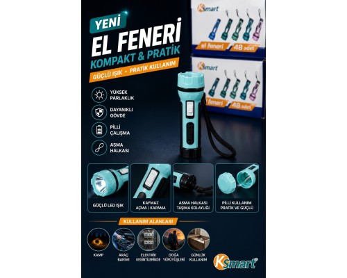 K-9951 PİLLİ FENER 48 ADET