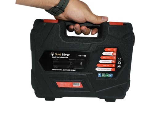 GOLD SİLVER GS-14400 ÇANTALI METAL SARJLI FENER